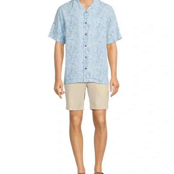 CARIBBEAN Big & Tall Seahorse Print Short Sleeve Woven Camp Shirt. Size 2XL. NEW - Picture 3 of 7